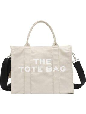 Women Beige Personalized Canvas Crossbody Tote Bags with Zipper Mini Top-Handle